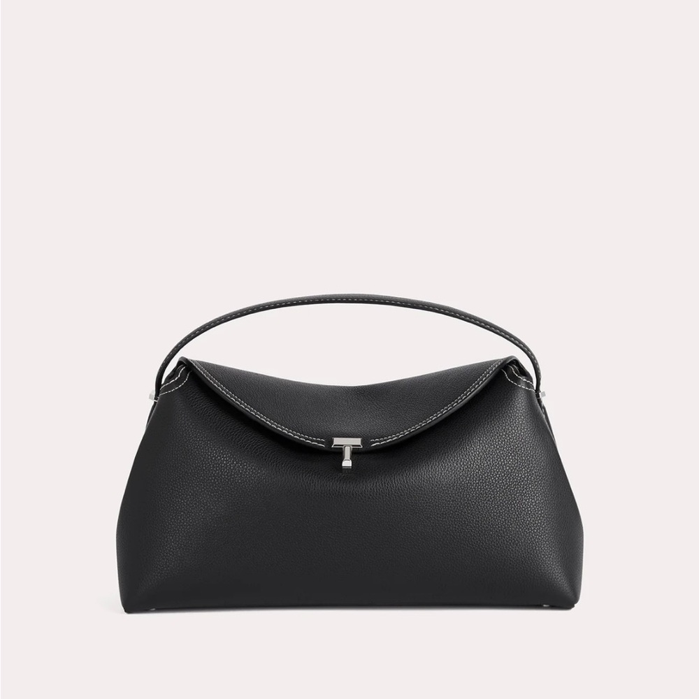 Toteme t-lock bag in black multigrain